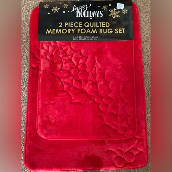 Happy Holidays Holiday Nwt Happy Holidays Red 2 Pc Memory Foam Rug